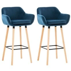 Icaverne Stylé Lot De 2 Tabourets De Bar Ligne Freetown Velours Couleur Bleu