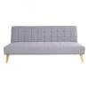 Altobuy SUTTON - Banquette 3 Places Convertible Tissu Gris Et Pieds Bois