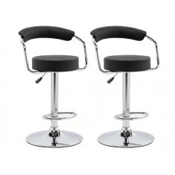 Vente-unique Lot De 2 Tabourets De Bar CANASTA II - Simili Et Acier Chromé - Noir