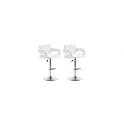Vente-unique Lot De 2 Tabourets De Bar CONAN - Simili - Hauteur Ajustable - Blanc