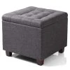 HELLOSHOP26 Tabouret D'assise En Lin Avec Rangement Couvercle Amovible Gris Foncé...