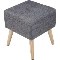 HELLOSHOP26 Tabouret D'assise En Lin Avec Rangement Gris Foncé 19_0000505