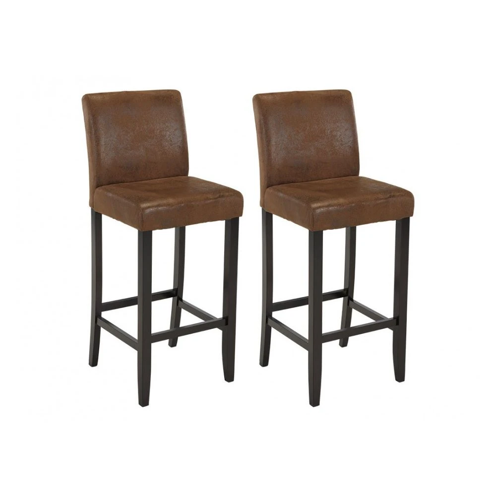 Vente-unique Lot De 2 Tabourets De Bar SANTOS - Microfibre Aspect Cuir Vieilli - Pi... 2 Vente-unique Lot De 2 Tabourets De Bar SANTOS - Microfibre Aspect Cuir Vieilli - Pi... – Image 2