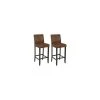Vente-unique Lot De 2 Tabourets De Bar SANTOS - Microfibre Aspect Cuir Vieilli - Pi...