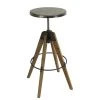 MACABANE Tabouret De Bar Assise Zinc Vieilli Pieds Sapin - ELYNA