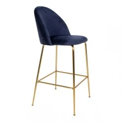 HOUSE NORDIC Tabouret De Bar Au Dos Matelassé En Velours Bleu Avec Piétement En A... -Magasin Joss & Main tabouret de bar au dos matelasse en velours bleu avec pietement en laiton dore lausanne design 1168981 3 1140x1140