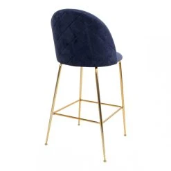 HOUSE NORDIC Tabouret De Bar Au Dos Matelassé En Velours Bleu Avec Piétement En A... -Magasin Joss & Main tabouret de bar au dos matelasse en velours bleu avec pietement en laiton dore lausanne design 1168981 4 1140x1140