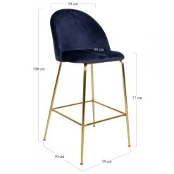 HOUSE NORDIC Tabouret De Bar Au Dos Matelassé En Velours Bleu Avec Piétement En A... -Magasin Joss & Main tabouret de bar au dos matelasse en velours bleu avec pietement en laiton dore lausanne design 1168981 5 1140x1140