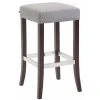 Decoshop26 Tabouret De Bar Avec Repose-pieds Design Rétro Bois Et Tissu Gris 10_...