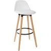 3S. X Home Tabouret De Bar Blanc Piétement En Bois MAXON