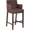 Decoshop26 Tabouret De Bar Chaise De Comptoir En Tissu Marron Pieds En Bois Fonc?...