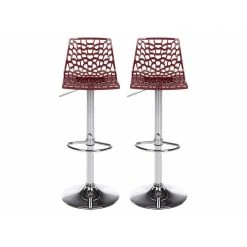 Vente-unique Lot De 2 Tabourets De Bar CLARK - Polypropylène - Rouge Bordeaux