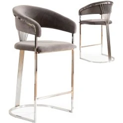 Vivenla Tabouret De Bar Design En Acier Inoxydable Argenté Et Revêtement En ...