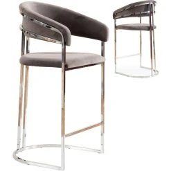 Vivenla Tabouret De Bar Design En Acier Inoxydable Argenté Et Revêtement En ...