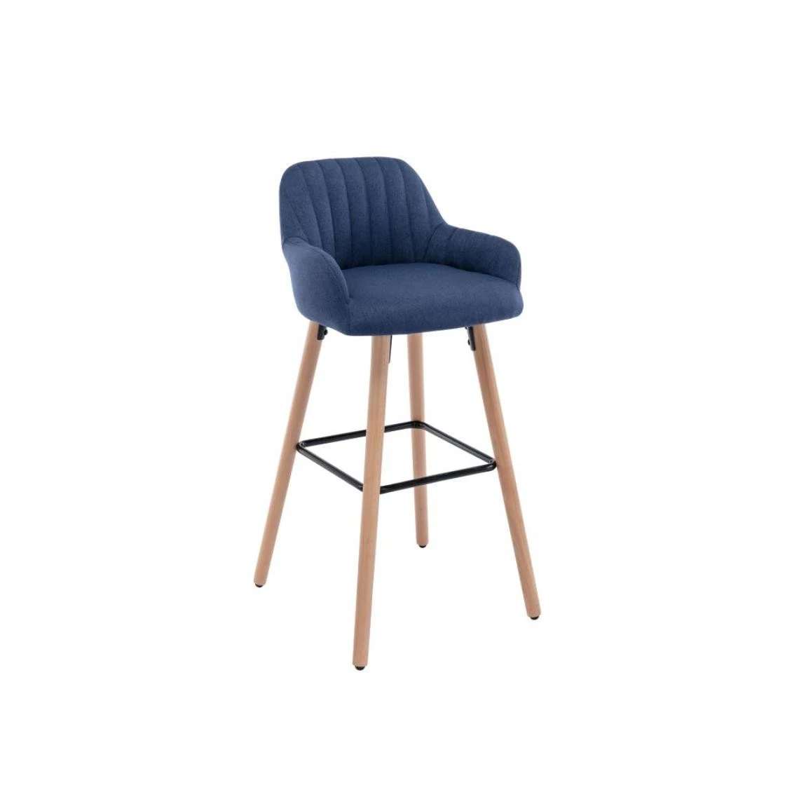 Vente-unique Tabouret De Bar En Tissu Et Pieds Bois De Hêtre - Bleu - ELEANA 1 Vente-unique Tabouret De Bar En Tissu Et Pieds Bois De Hêtre - Bleu - ELEANA