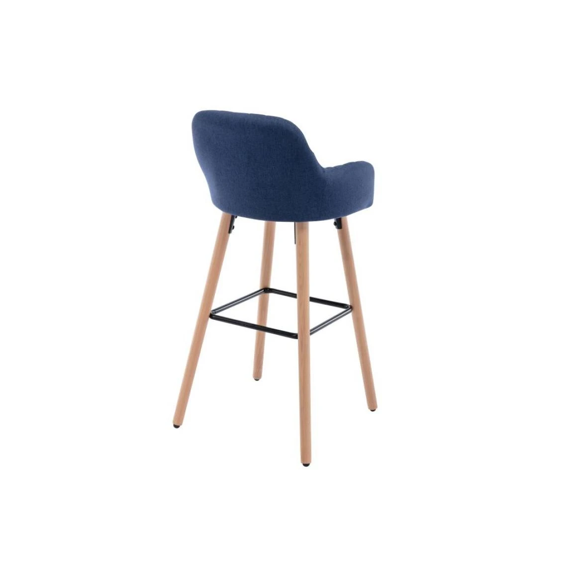 Vente-unique Tabouret De Bar En Tissu Et Pieds Bois De Hêtre - Bleu - ELEANA 4 Vente-unique Tabouret De Bar En Tissu Et Pieds Bois De Hêtre - Bleu - ELEANA – Image 4