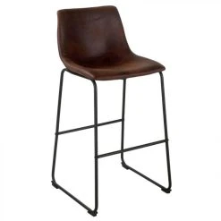 Time Tabouret De Bar H.73 ROMANE Marron Vintage