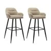 Vente-unique Lot De 2 Tabourets De Bar - Tissu Et Métal - Beige - HEKA