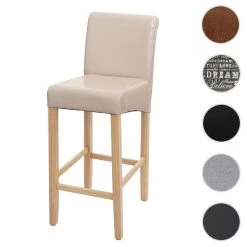 Mendler Tabouret De Bar HWC-C33, Chaise De Bar Tabouret De Comptoir, Bois ~ Cr...