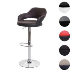 Mendler Tabouret De Bar HWC-F16, Tabouret Pivotant, Avec Dossier Simili Cuir ~...