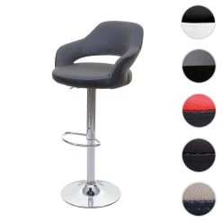 Mendler Tabouret De Bar HWC-F16, Tabouret Pivotant, Avec Dossier Simili Cuir ~...