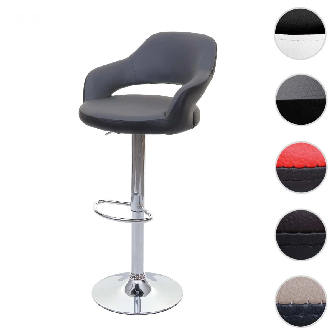 Mendler Tabouret De Bar HWC-F16, Tabouret Pivotant, Avec Dossier Simili Cuir ~... 1 Mendler Tabouret De Bar HWC-F16, Tabouret Pivotant, Avec Dossier Simili Cuir ~...