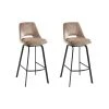 Vente-unique Lot De 2 Tabourets De Bar - Velours Et Métal - Beige - KELINE