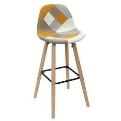 The Home Deco Factory Set De 2 Tabourets De Bar Patchwork Jaune.