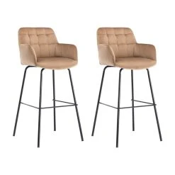 Vente-unique Lot De 2 Tabourets De Bar En Velours Et Métal - Beige - PEGA -Magasin Joss & Main tabouret de bar pega 12802804 34470618 1140x1140