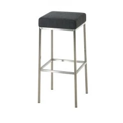 Decoshop26 Tabouret De Bar Rembourré Revêtement Tissu Gris Foncé Avec Repose-p...