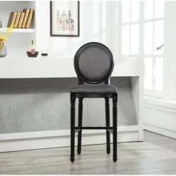 Ac-Deco Tabouret De Bar Royal - Medaillon - L 48 X L 38 X H 119 Cm - Gris Et N...