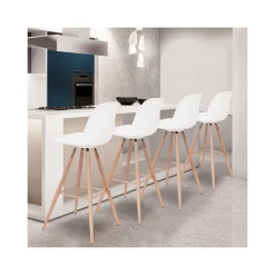 Idmarket Lot De 4 Tabourets De Bar SARA Blanc