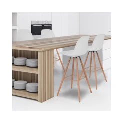 Idmarket Lot De 4 Tabourets De Bar SARA Blanc -Magasin Joss & Main tabouret de bar sara blanc en lot x4 3