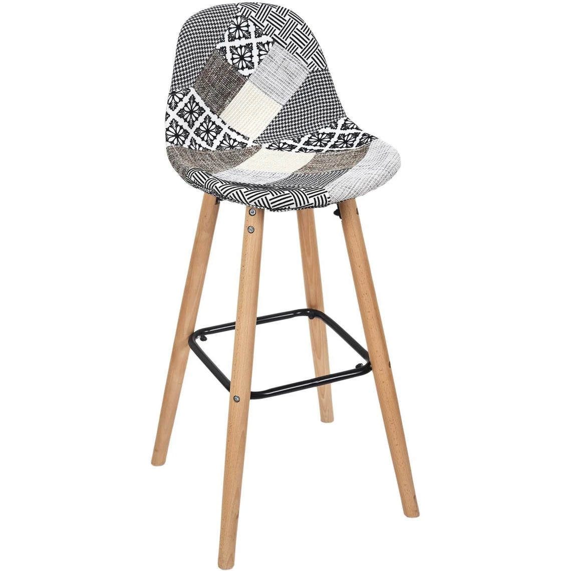 The Home Deco Factory Tabouret De Bar Scandinave Patchwork Gris. 1 The Home Deco Factory Tabouret De Bar Scandinave Patchwork Gris.
