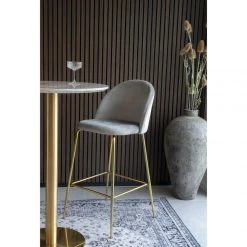 HOUSE NORDIC Tabouret De Bar Velours Et Métal Doré LAUSANNE -Magasin Joss & Main tabouret de bar velours et metal dore lausanne design 1001264 3 1140x1140