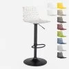 Tabouret Design Cuisine Bar Base Noire Mate Réglable Grand Soleil Spi...
