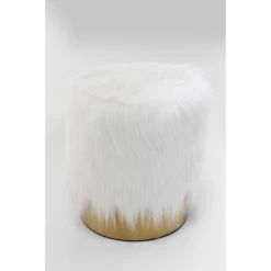 Kare Design Tabouret Fausse Fourrure Blanc YETI