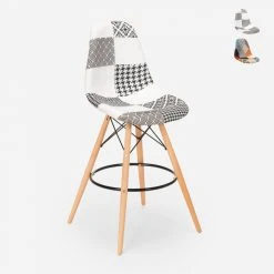 Superstool Tabouret Haut Cuisine Bar Design Nordique Repose Pieds Patchwork Laine...