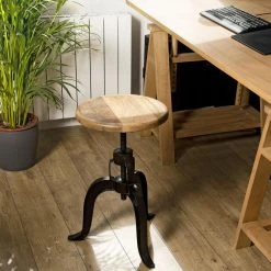 MACABANE Tabouret Industriel Hauteur Ajustable En Bois De Manguier Métal - RON... -Magasin Joss & Main tabouret industriel hauteur ajustable en bois de manguier metal ronnie design 1235713 3 1140x1140