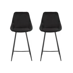 Vente-unique Lot De 2 Tabourets De Bar - Velours - Noir - MASURIE