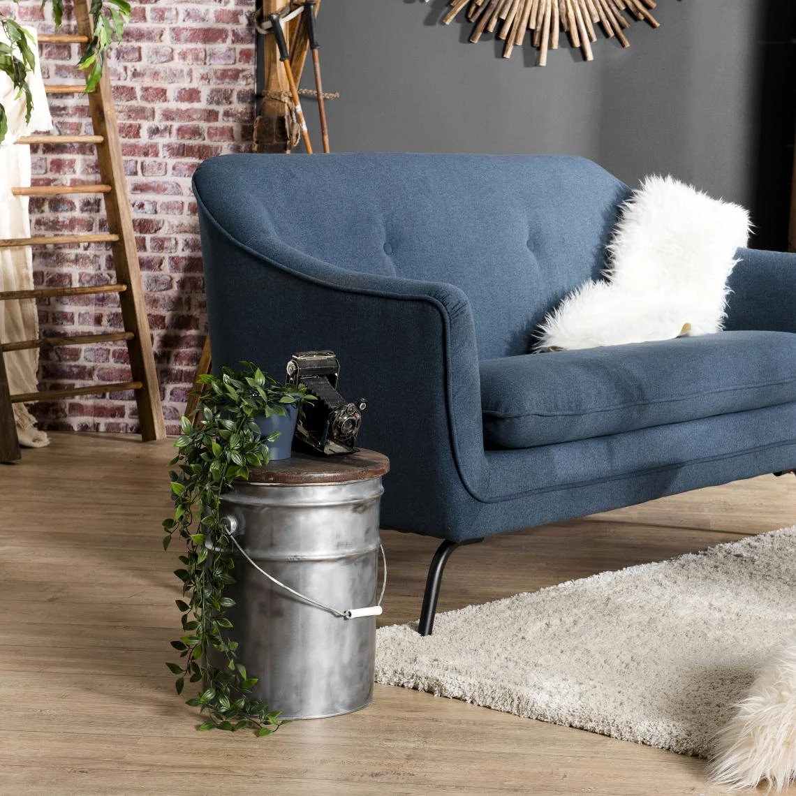 MACABANE Tabouret NOLAN Rond Bidon Acier Et Bois Recyclé 31 X 31 Cm - Esprit B... 1 MACABANE Tabouret NOLAN Rond Bidon Acier Et Bois Recyclé 31 X 31 Cm - Esprit B...