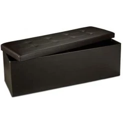 HELLOSHOP26 Tabouret Pliant Similicuir Pouf De Rangement Pliant Pliable 114 Cm Mar...