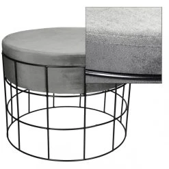 ECD GERMANY Tabouret Pouf Ottomane Repose-pieds Rond En Velour Gris Clair Et Méta... -Magasin Joss & Main tabouret pouf ottomane repose pieds rond en velour gris clair et metal siege 8755693 22595387 1140x1140