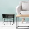 ECD GERMANY Tabouret Pouf Ottomane Repose-pieds Rond En Velour Gris Foncé Et Mét...