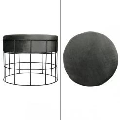 ECD GERMANY Tabouret Pouf Ottomane Repose-pieds Rond En Velour Gris Foncé Et Mét... -Magasin Joss & Main tabouret pouf ottomane repose pieds rond en velour gris fonce et metal siege 8755747 22595585 1140x1140