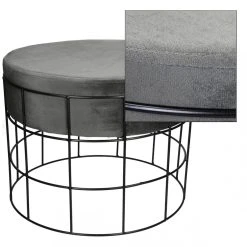 ECD GERMANY Tabouret Pouf Ottomane Repose-pieds Rond En Velour Gris Foncé Et Mét... -Magasin Joss & Main tabouret pouf ottomane repose pieds rond en velour gris fonce et metal siege 8755747 22595587 1140x1140