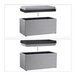 HELLOSHOP26 Tabouret Rangement Coffre Pouf 78 Cm Gris Clair 13_0002813_4