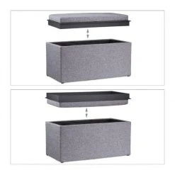 HELLOSHOP26 Tabouret Rangement Coffre Pouf 78 Cm Gris Foncé 13_0002813_3