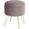 HELLOSHOP26 Tabouret Rembourré Avec Espace De Rangement En Velours Rond Rose 19_0...
