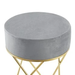 Tabouret Rembourré Beveren 45 X 35 Cm Gris Laiton [en.casa] -Magasin Joss & Main tabouret rembourre beveren 45 x 35 cm gris laiton encasa 11674742 30742056 1140x1140